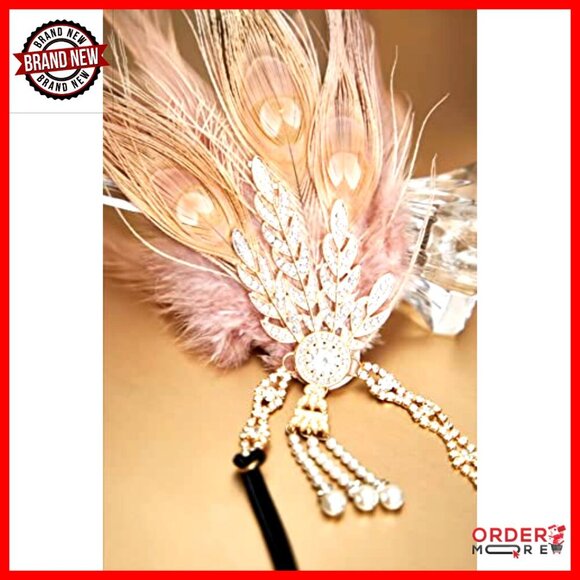 Flapper Headband with Peacock Feathers and Rhinestones for Gatsby Parties main image 5